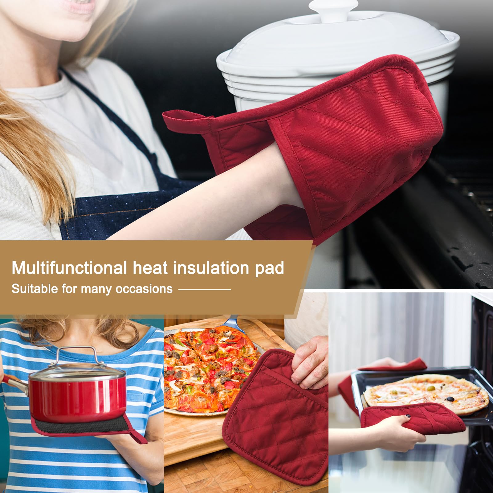 YEKOO heat-resistant oven pads up to 392°F for hot cookware.