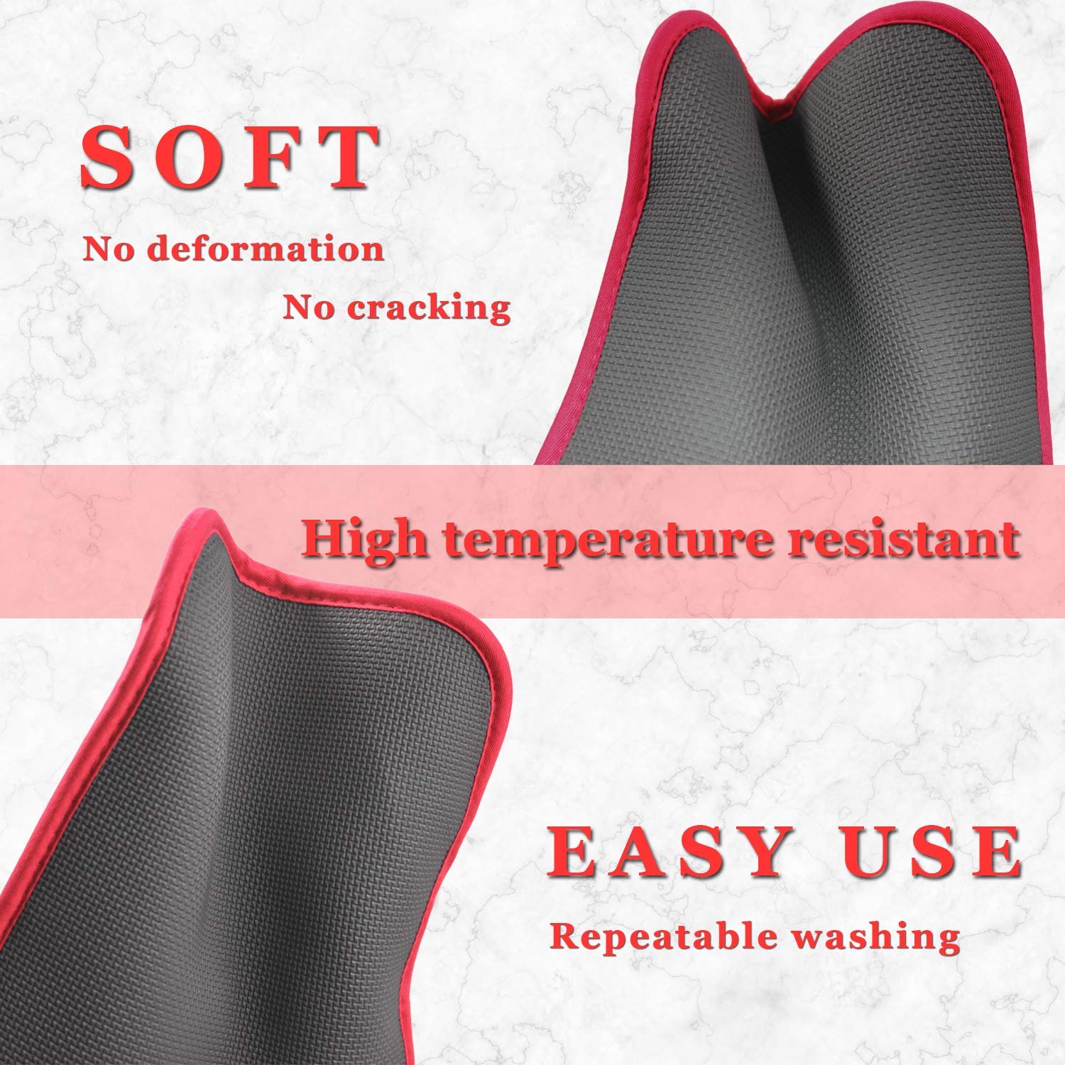 YEKOO red oven pads add color while protecting kitchen surfaces.