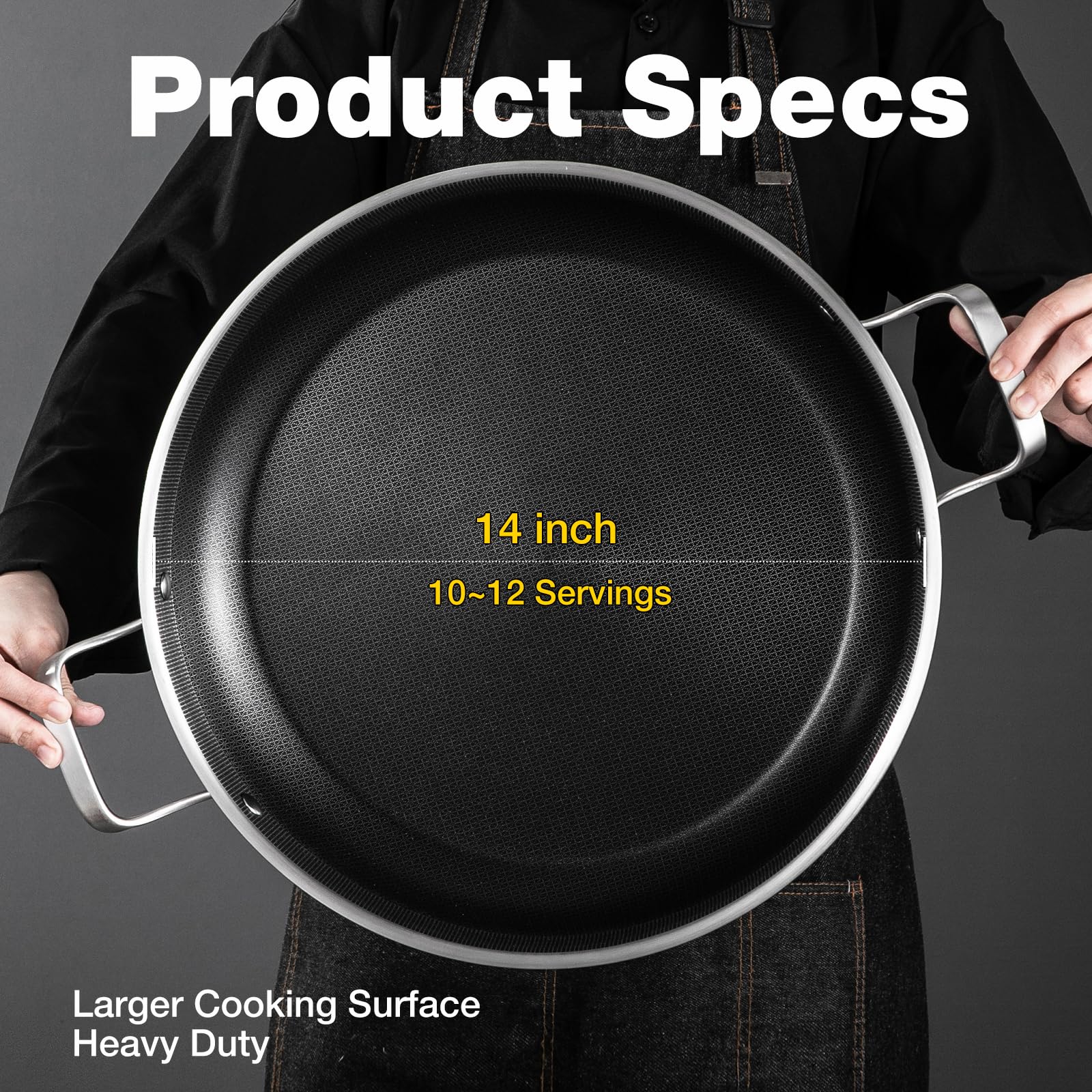 Yeksum Tri-Ply Paella Pan interior surface for easy release and cleaning