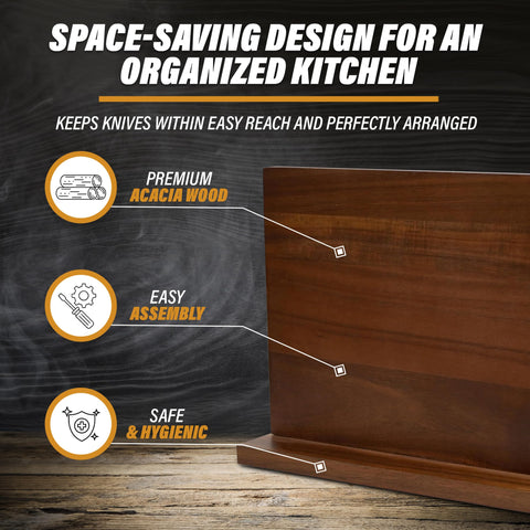 YelloIris dual magnets securely grip knives, reducing clutter and improving countertop workflow.