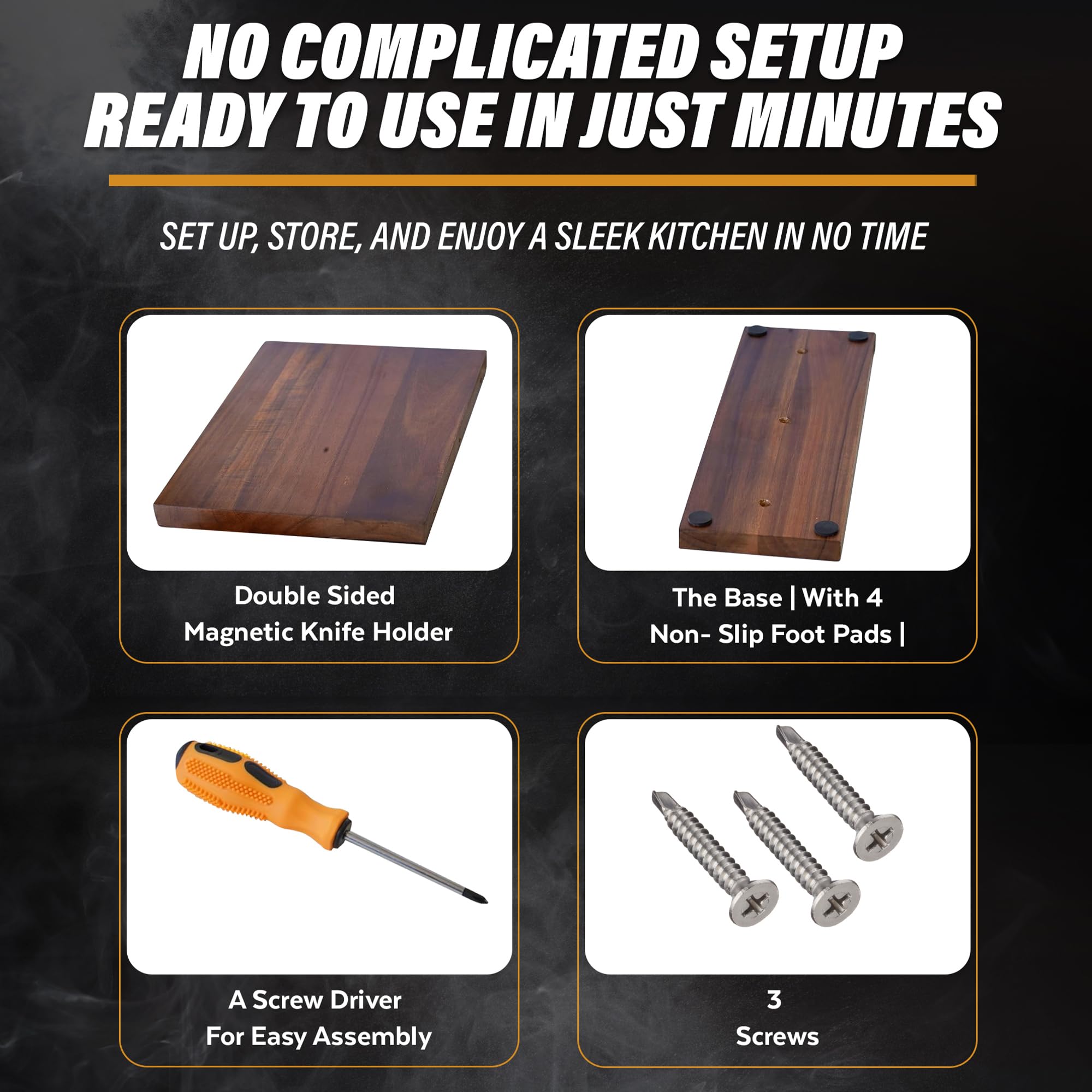 YelloIris versatile stand serves as knife stand, steak knife block, or organizer for tools.