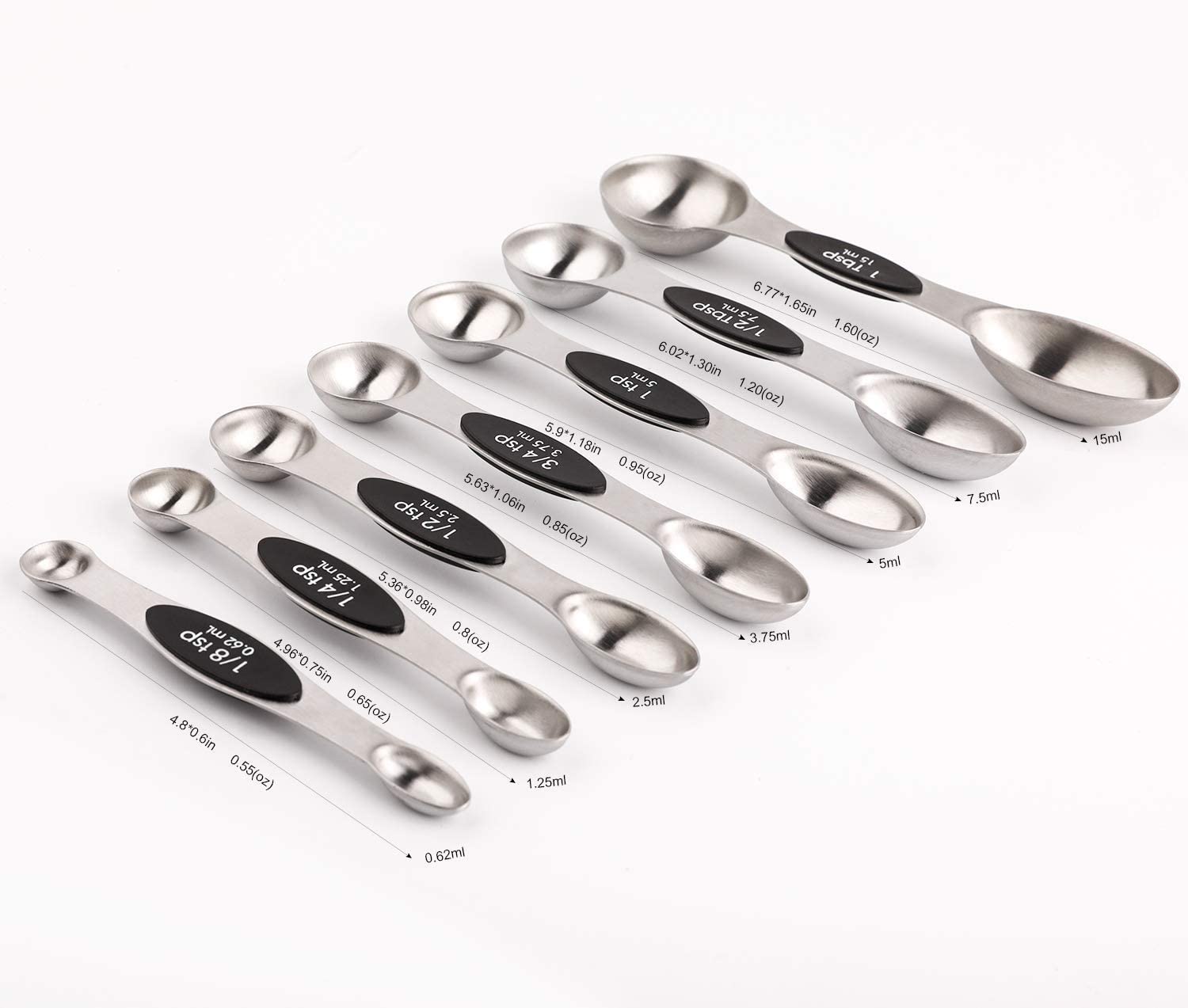 YellRin dual-sided spoons close-up, ideal for scooping dry spices and pouring liquids.