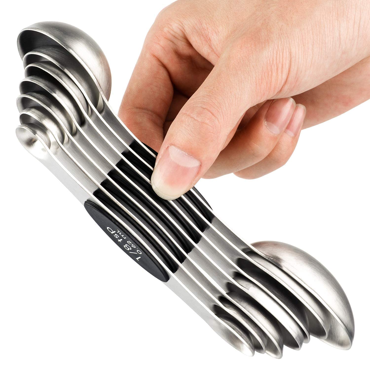 YellRin magnetic measuring spoons set seven, compact and precise for quick dry and liquid measurements.