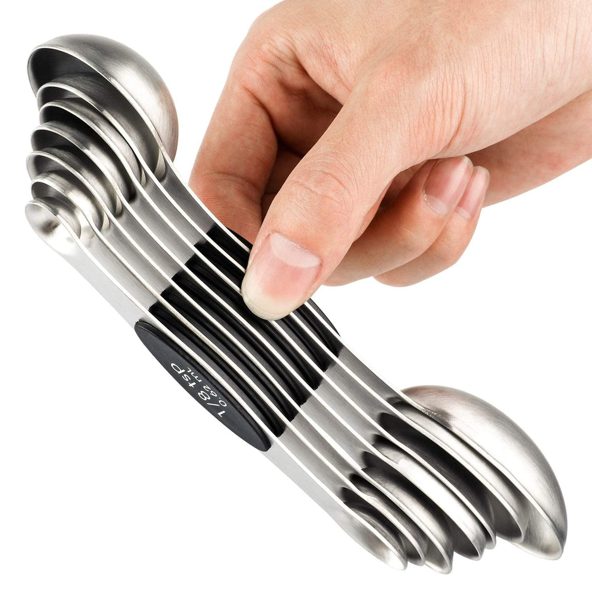 YellRin magnetic measuring spoons set seven, compact and precise for quick dry and liquid measurements.