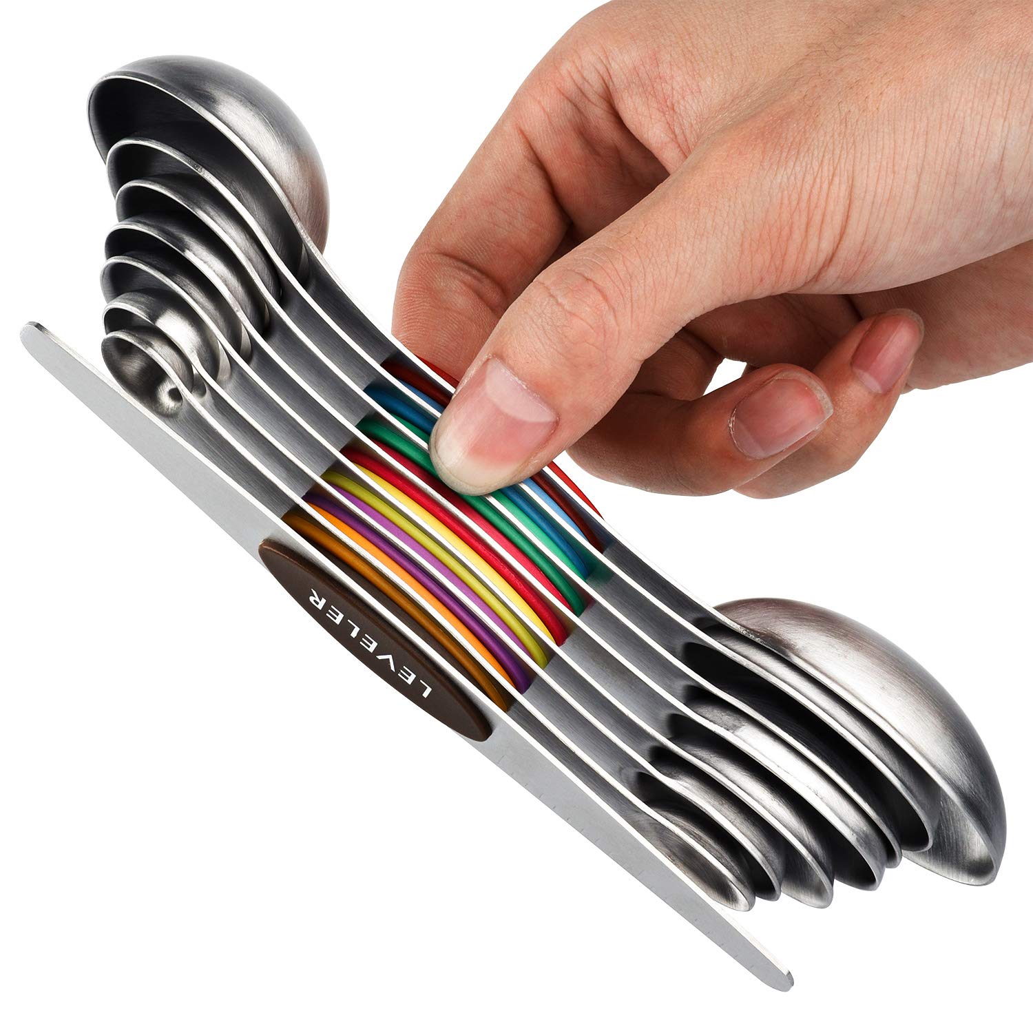 YellRin magnetic spoons with leveler for precise dry ingredient measurements