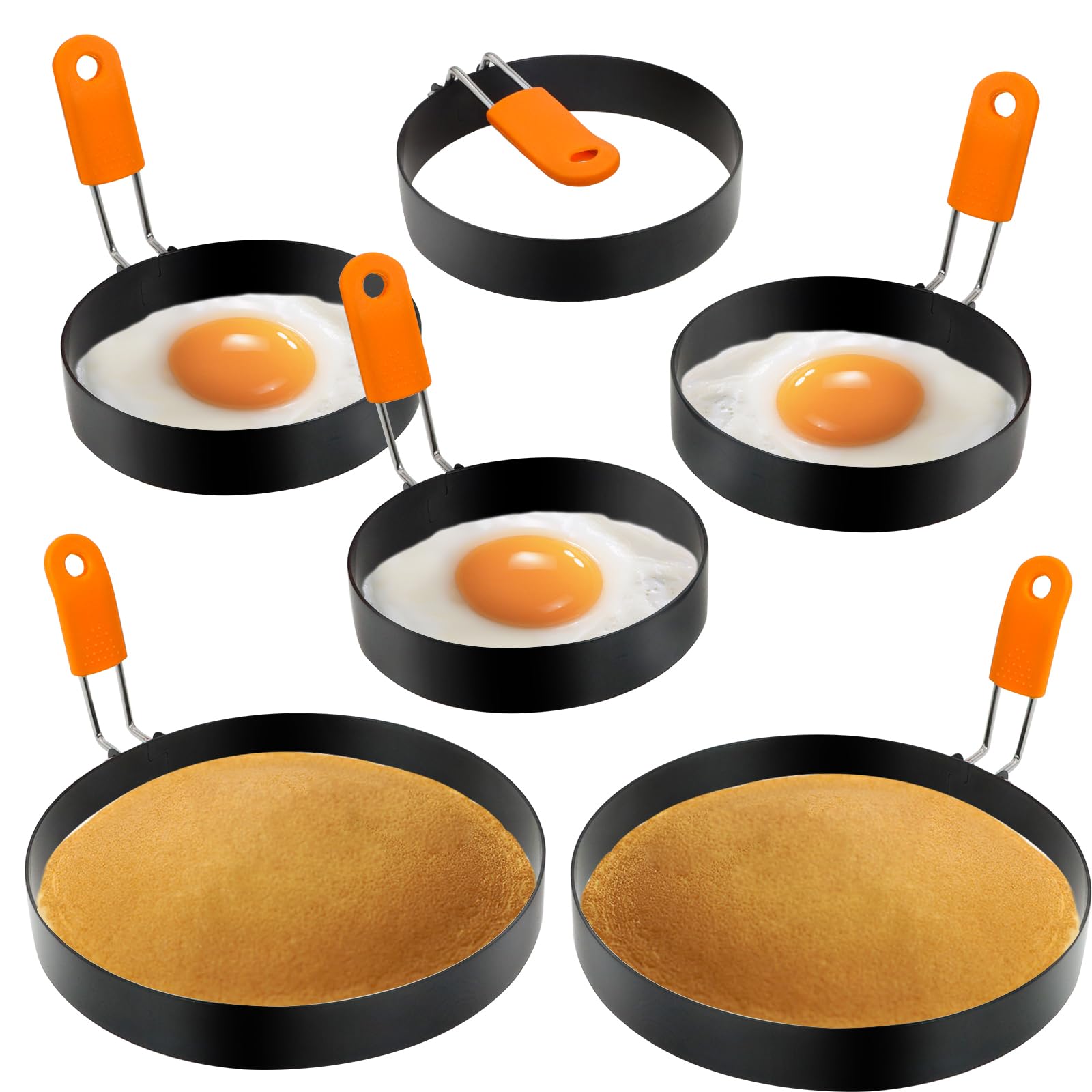 yeloumiss egg ring set 6-inch – sturdy steel rings for round eggs