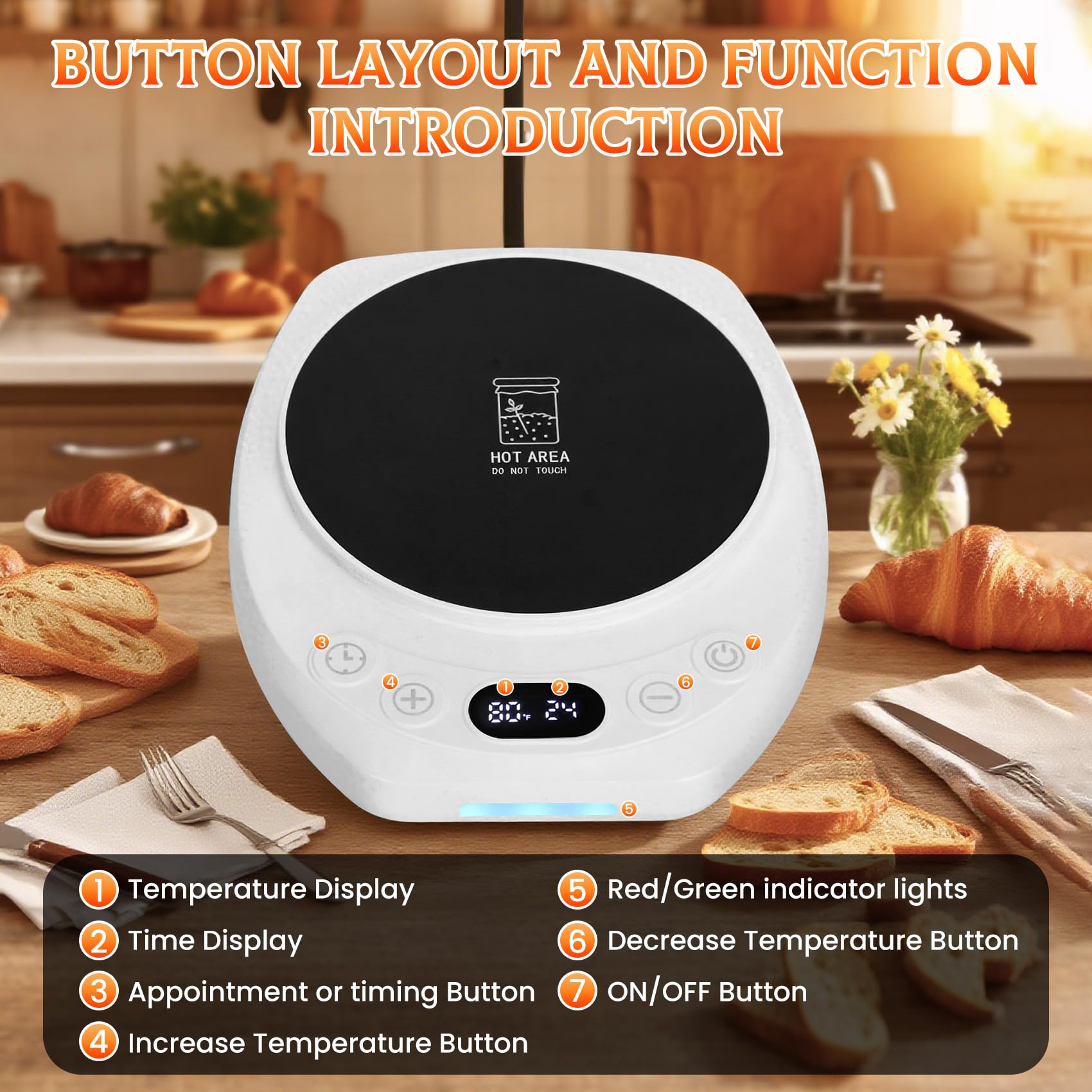 Yendse Sourdough Starter Warmer Mat energy-efficient 12W design lowers power usage.