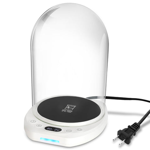Yendse sourdough warmer with glass dome enabling precise fermentation control.