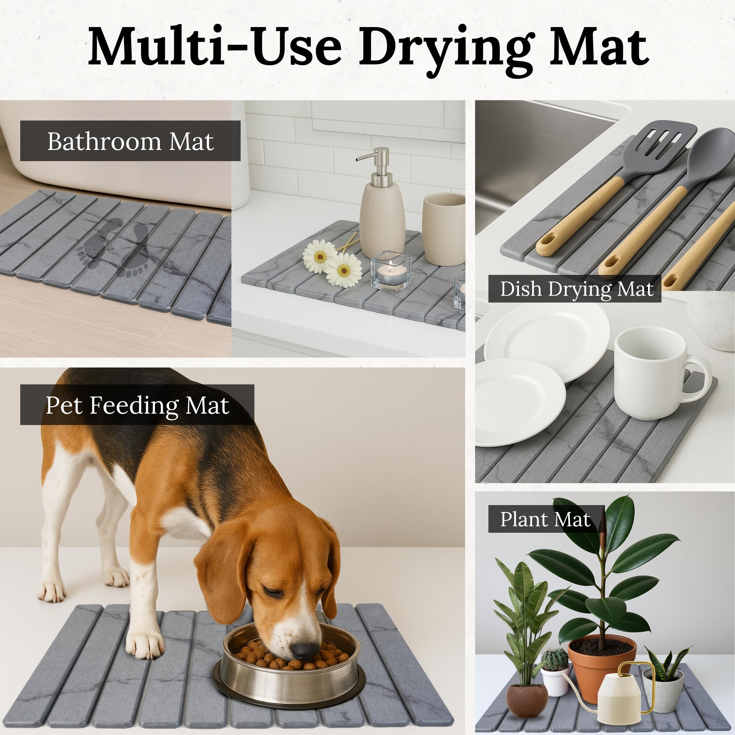Yenyra stone mat positioned beside sink for drying bottles and cups.