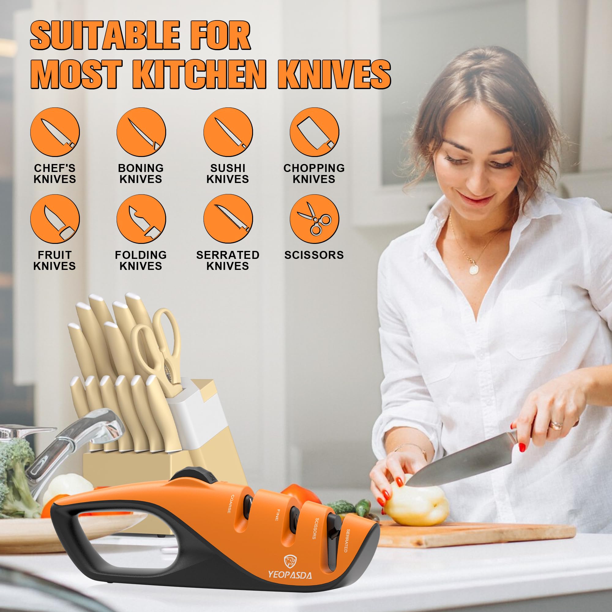 YeopAsda cleaning brush included for easy maintenance after sharpening.