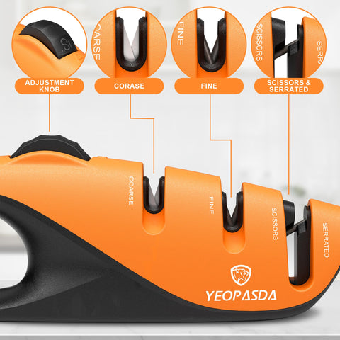 YeopAsda knife sharpener with ergonomic handle for comfortable sharpening.