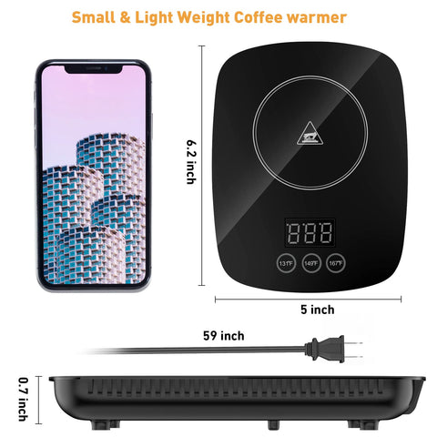 YEOSEN coffee mug warmer auto shut-off image shows safe, automatic stop after use.
