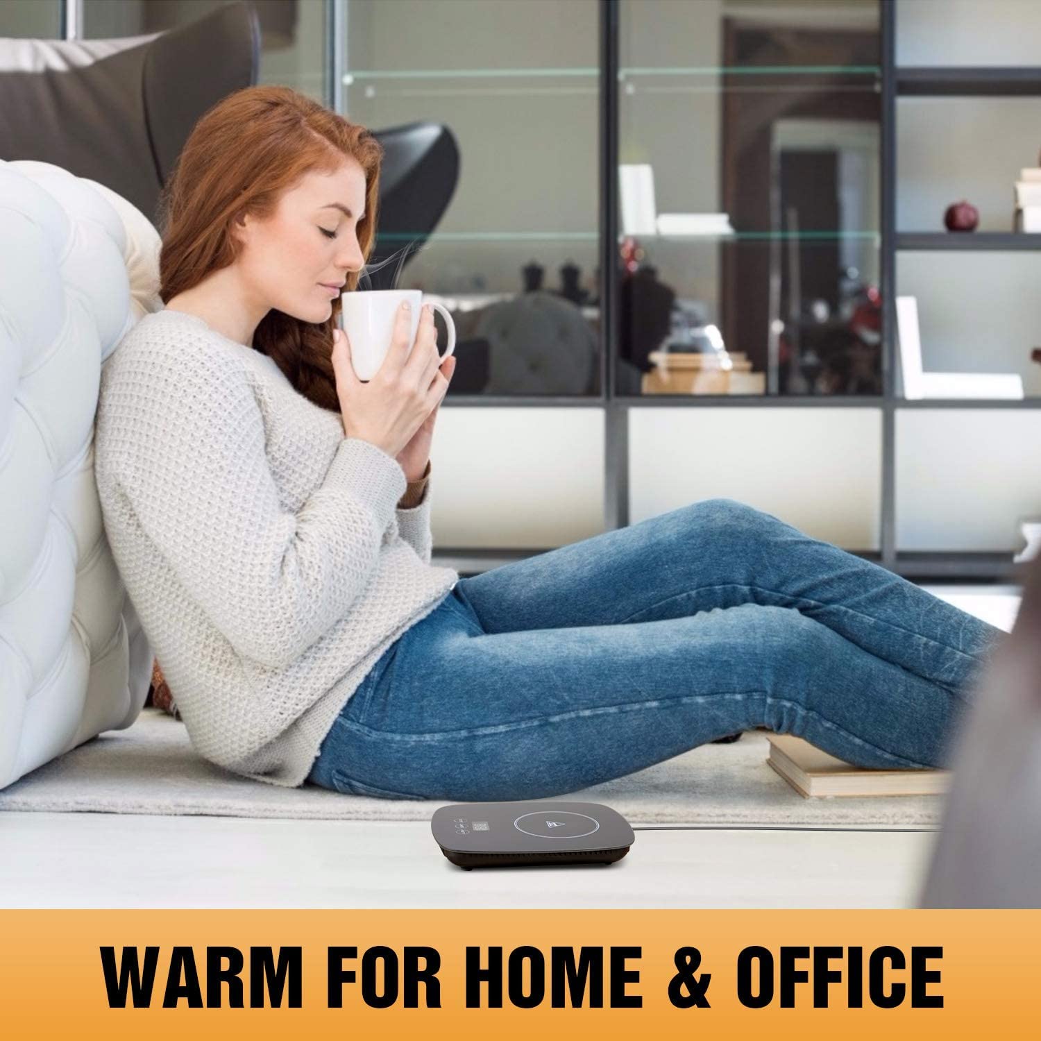 YEOSEN coffee mug warmer gift idea visual suggests a thoughtful desk present.