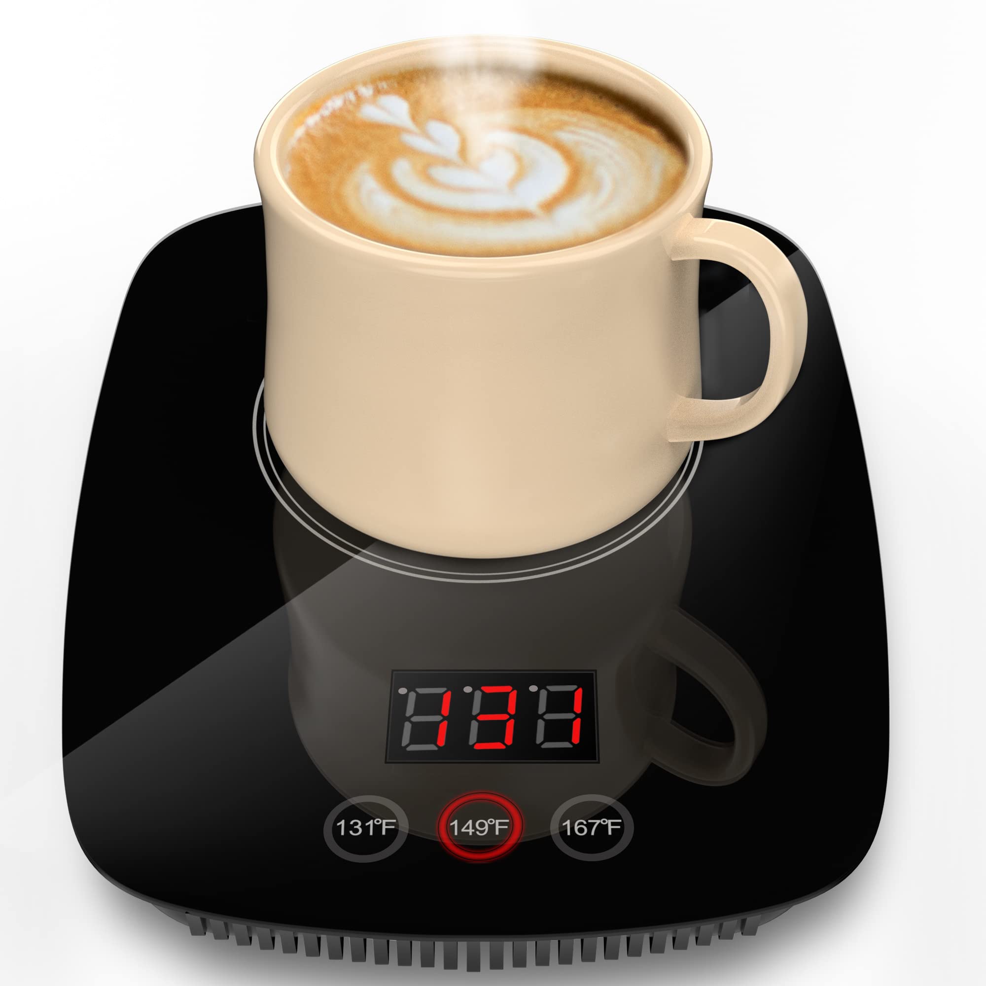 YEOSEN coffee mug warmer top view keeps beverages warm at your desk.