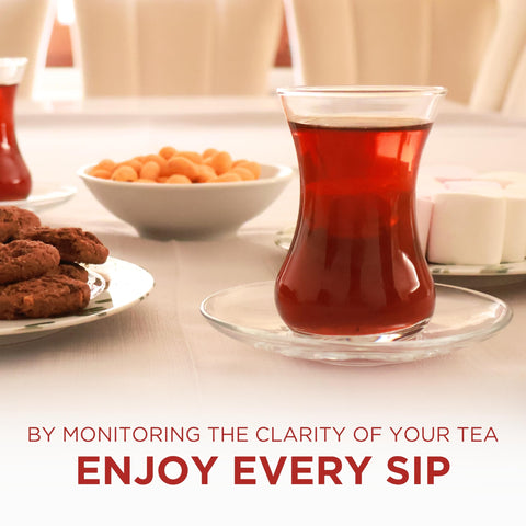 yersiz tulip-shaped glass highlights color of tea and warmth