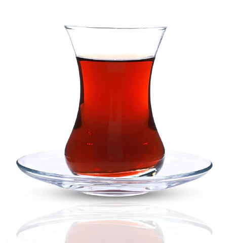 yersiz Turkish tea glass set with big size and slender waist for elegant serving