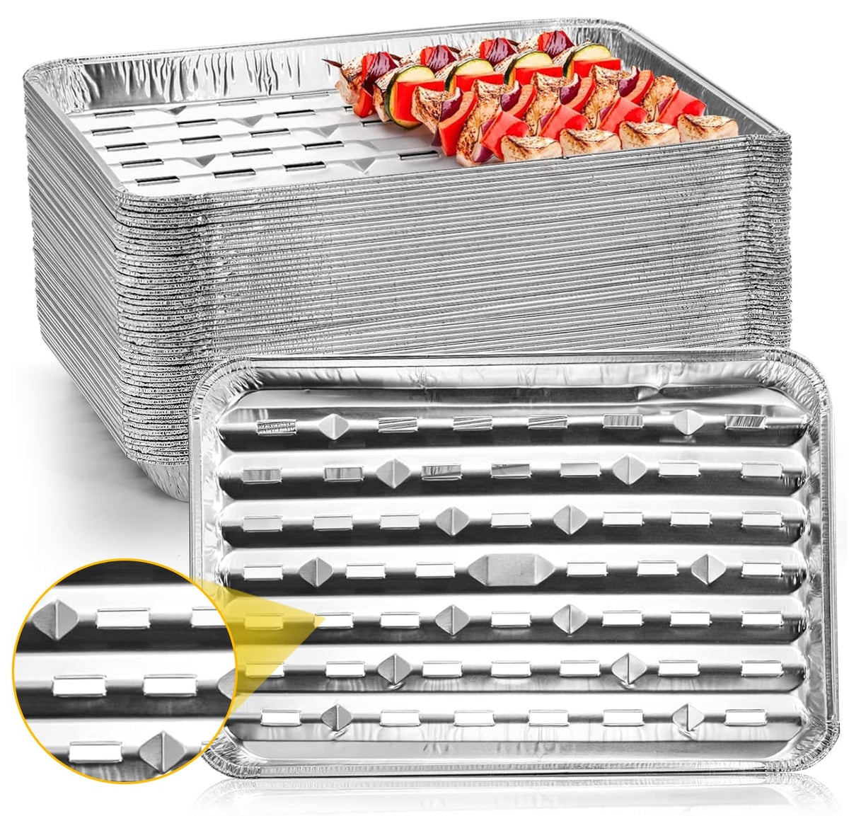 Yesland disposable aluminum pan with perforated bottom for even airflow