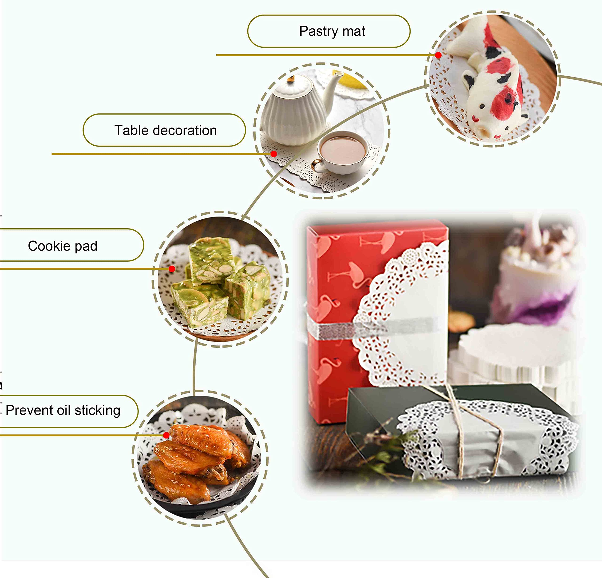YESON cake plate decor lace design adds refined charm to pastries and treats.