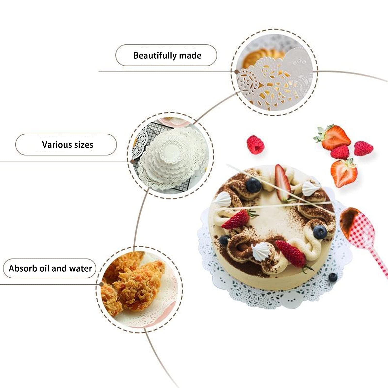 YESON cup tray under glass white doilies protect tables and reduce mess.