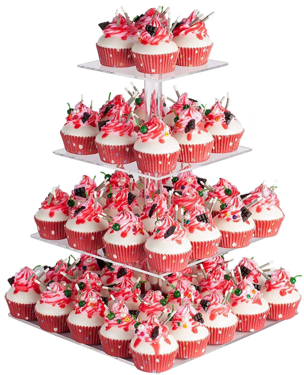 YestBuy 4-Tier Acrylic Cupcake Stand top view, elegant dessert display for parties