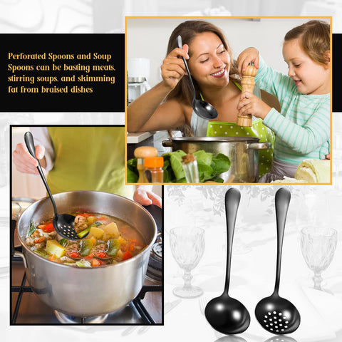 Yetene 19-piece serving flatware set perforated spoons for draining