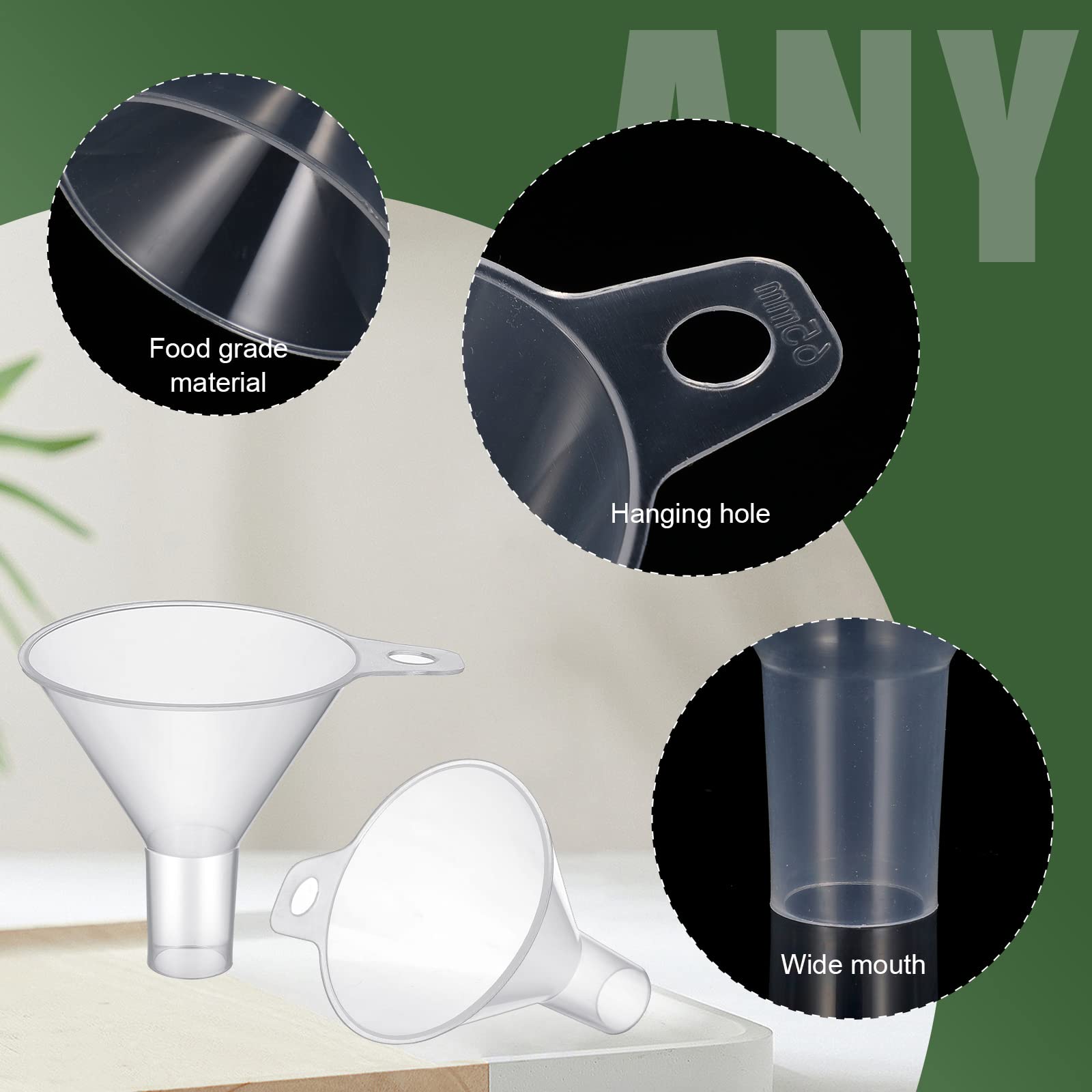 Yetene bottle funnel 65mm top diameter fits narrow-neck bottles