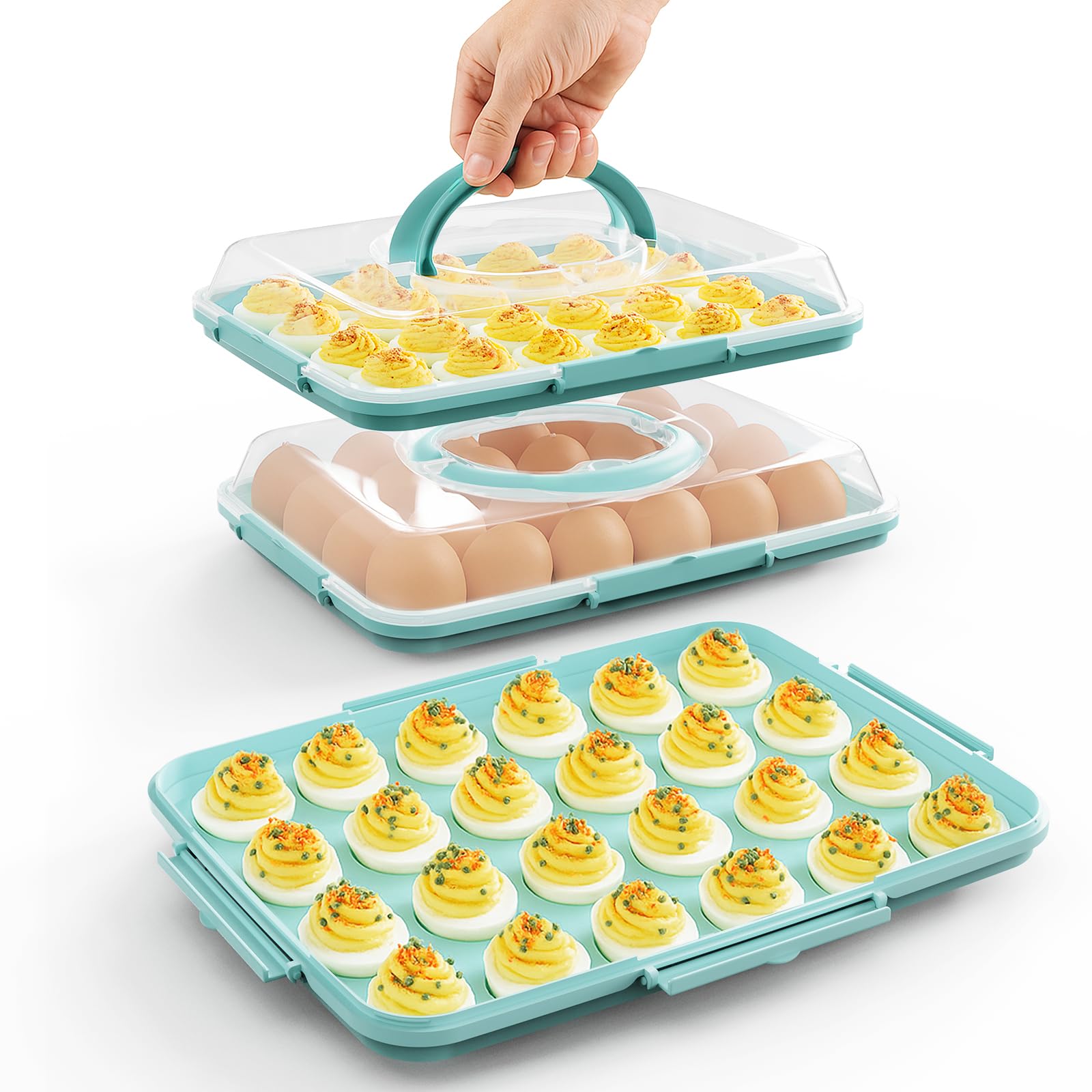 YETESON deviled egg container with lid ideal for leak-free potlucks.