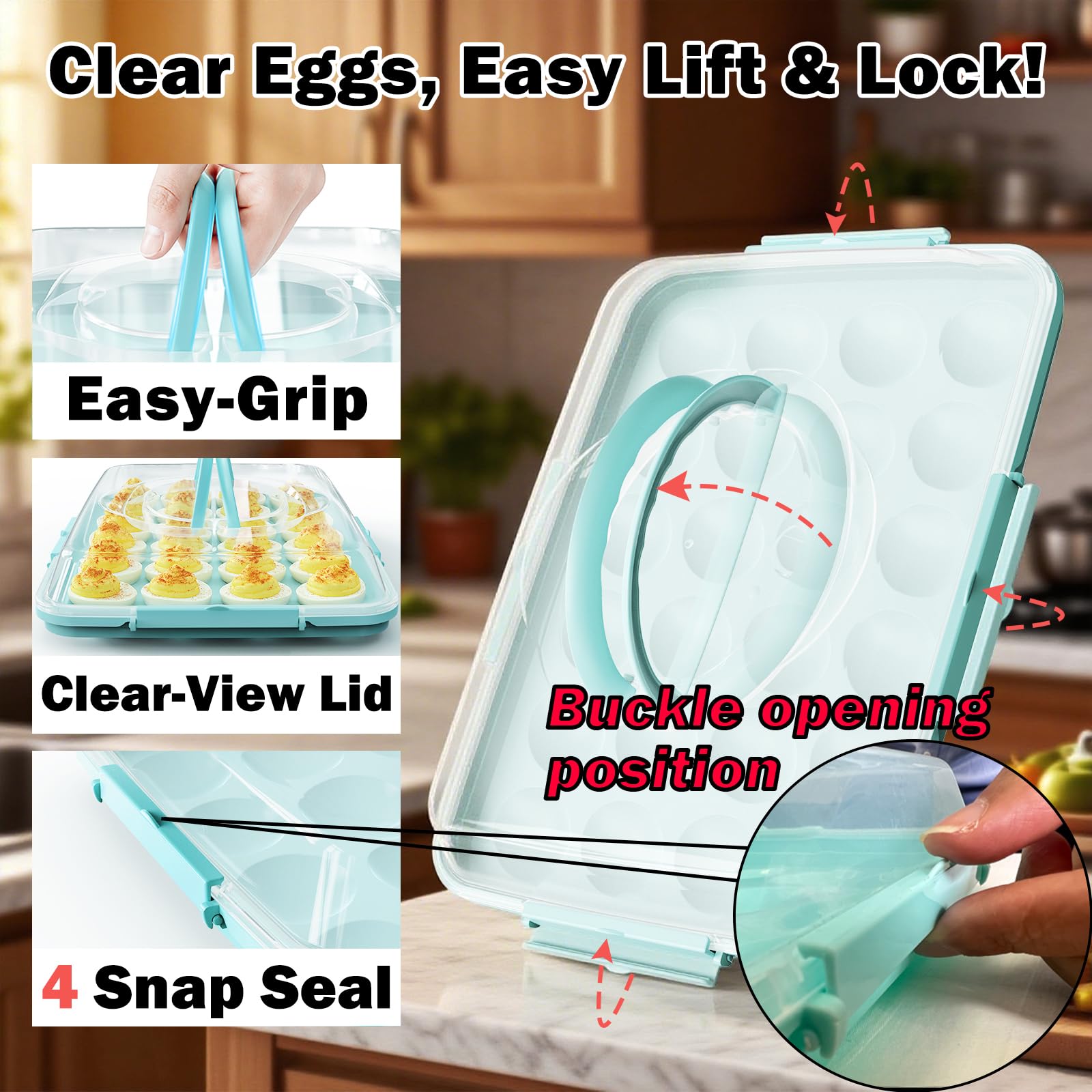 YETESON egg tray with handle for easy carrying during picnics.
