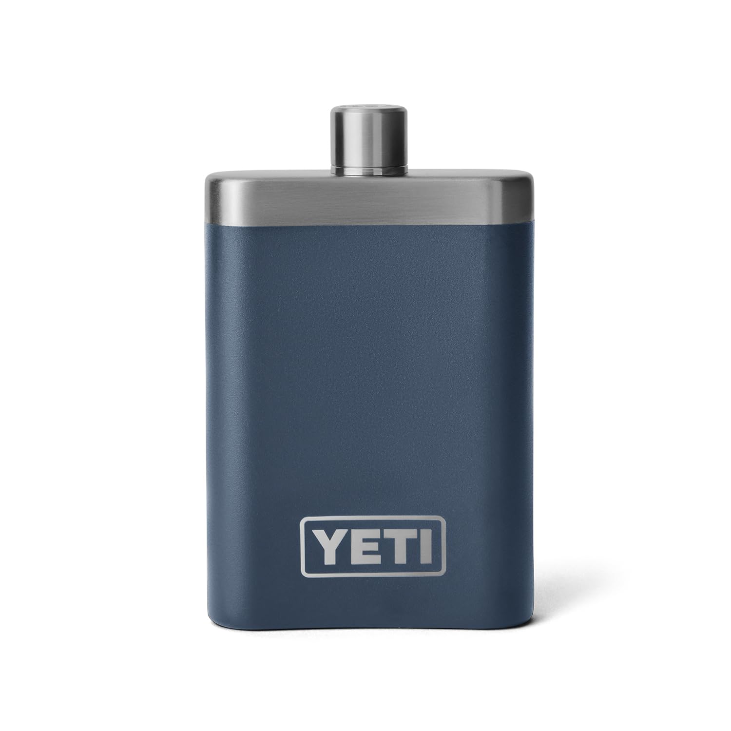 YETI 7 oz navy flask with funnel, mess-free filling