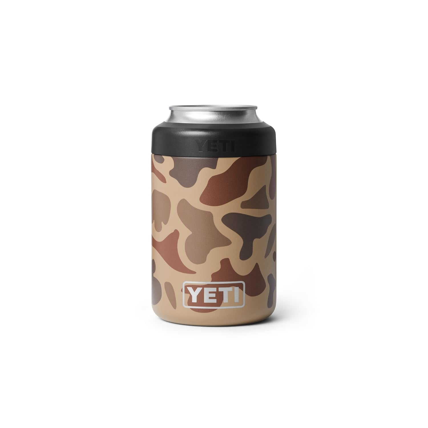 YETI Colster 12oz Wetlands Camo seal gasket closeup emphasizes quick secure quarter-turn tightening