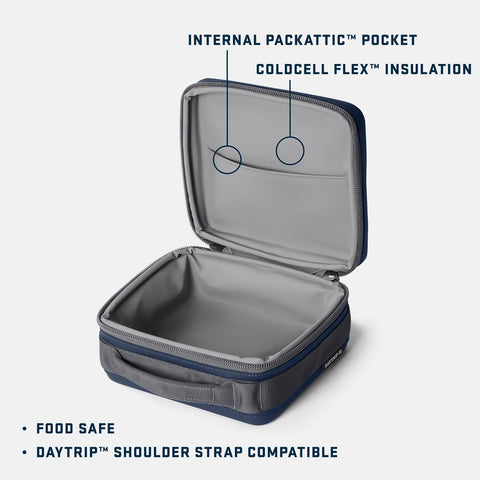 Compact olive Daytrip cooler close up to highlight portable size