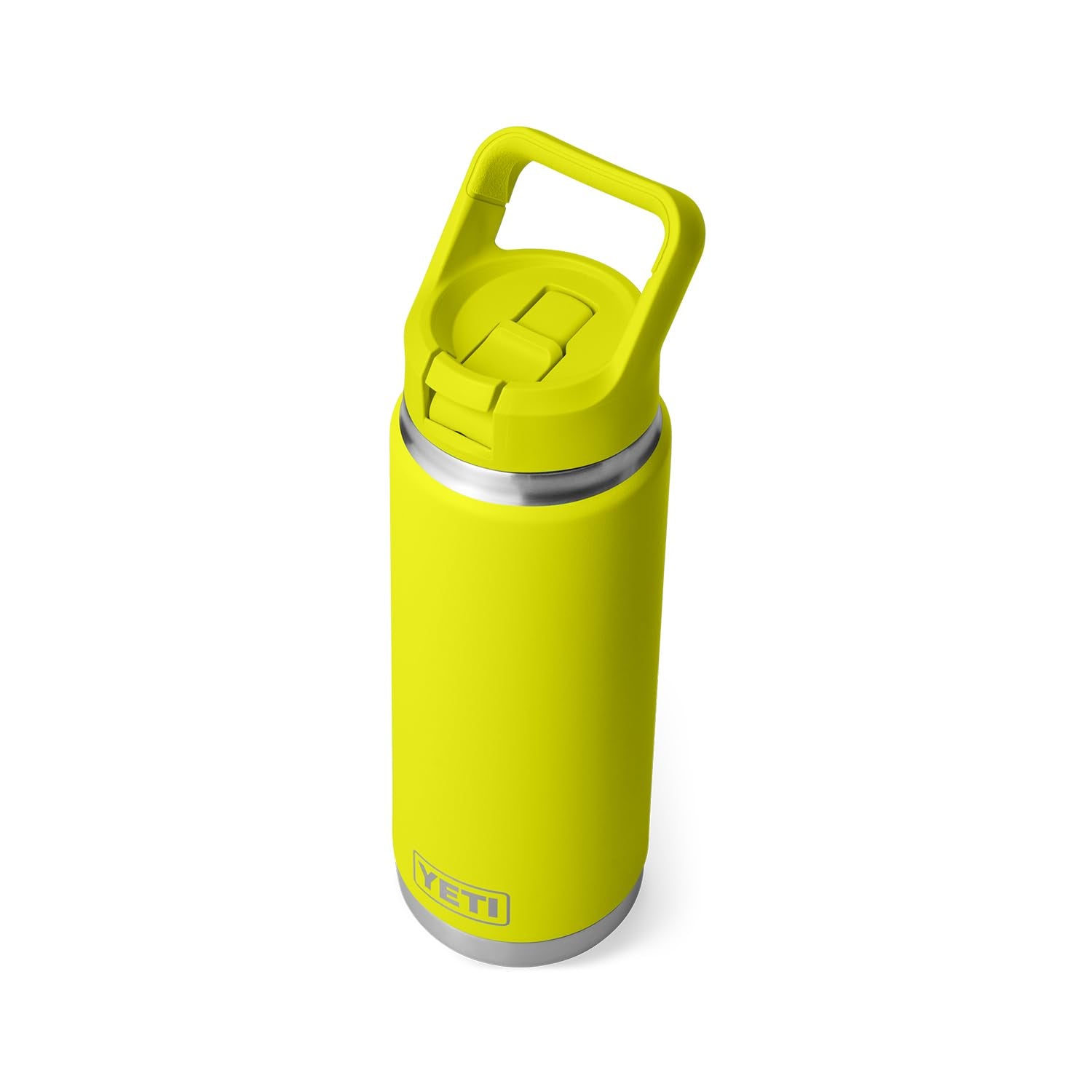 YETI Rambler Firefly Yellow with color-matching straw cap.