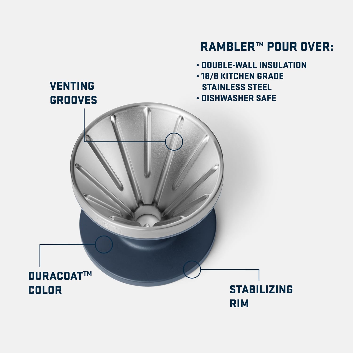 YETI Pour Over double-wall insulation keeps coffee hot between pours.