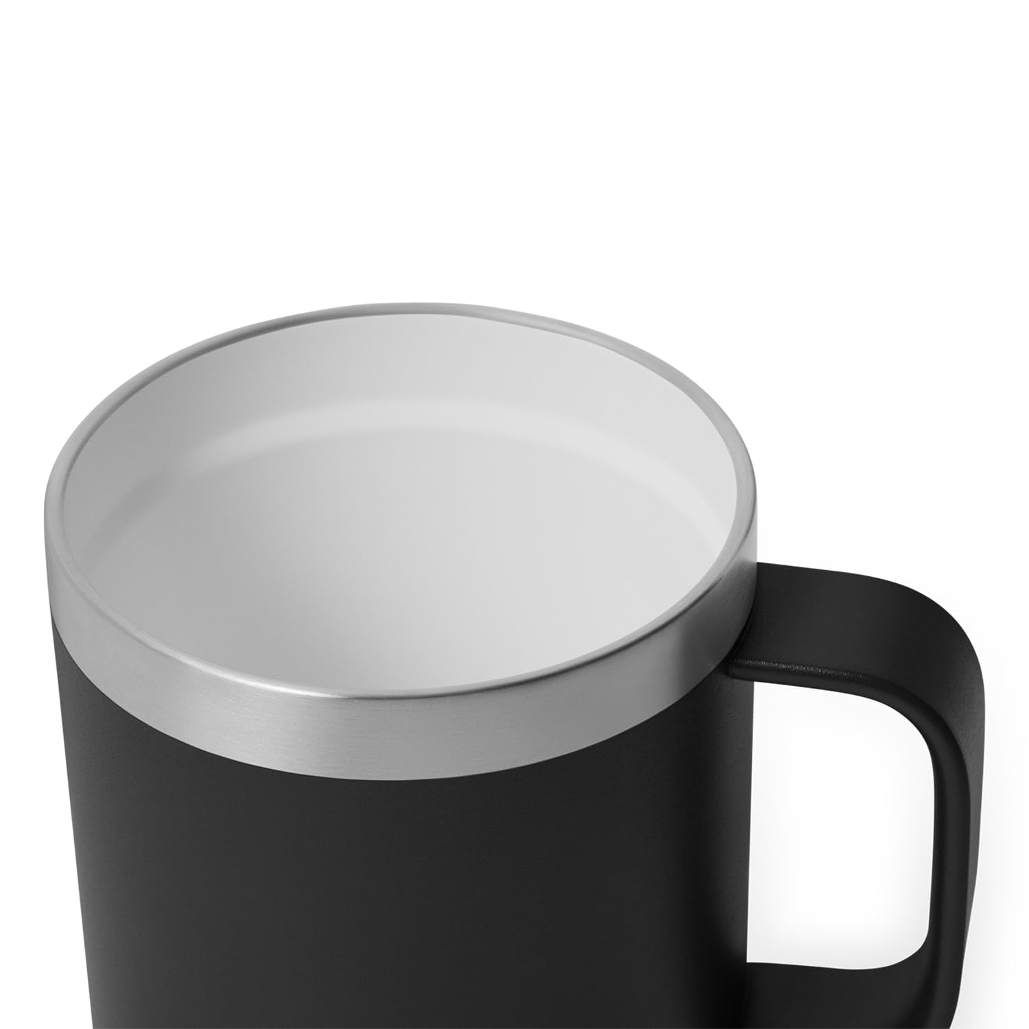 YETI Rambler handle-side view demonstrating comfortable grip and dimensional width.
