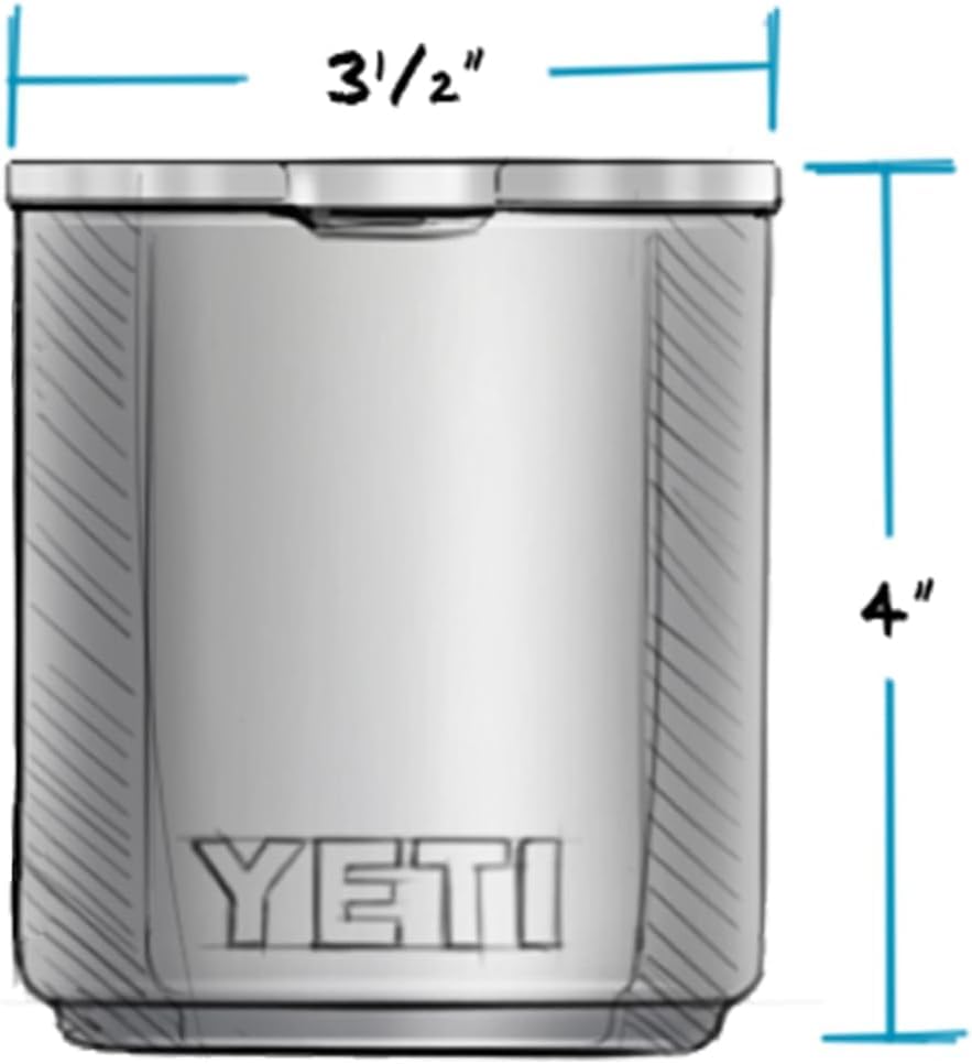 YETI Rambler 10 oz Lowball 2.0 stainless steel body resists dents daily use.