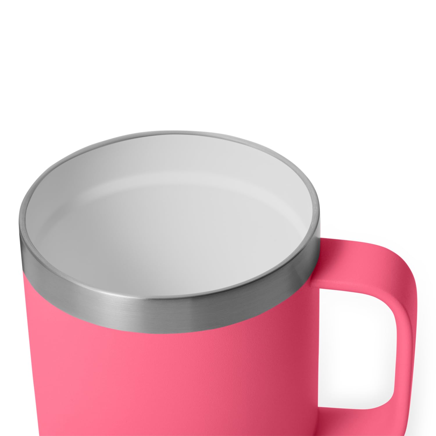 Tropical Pink YETI Rambler 10 oz mug on a sunny desk