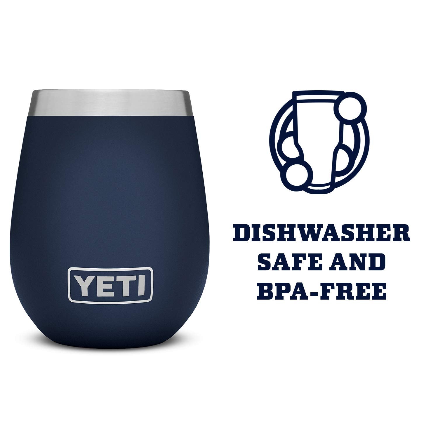 YETI Rambler 10 oz Wine Tumbler Navy BPA-free and dishwasher safe
