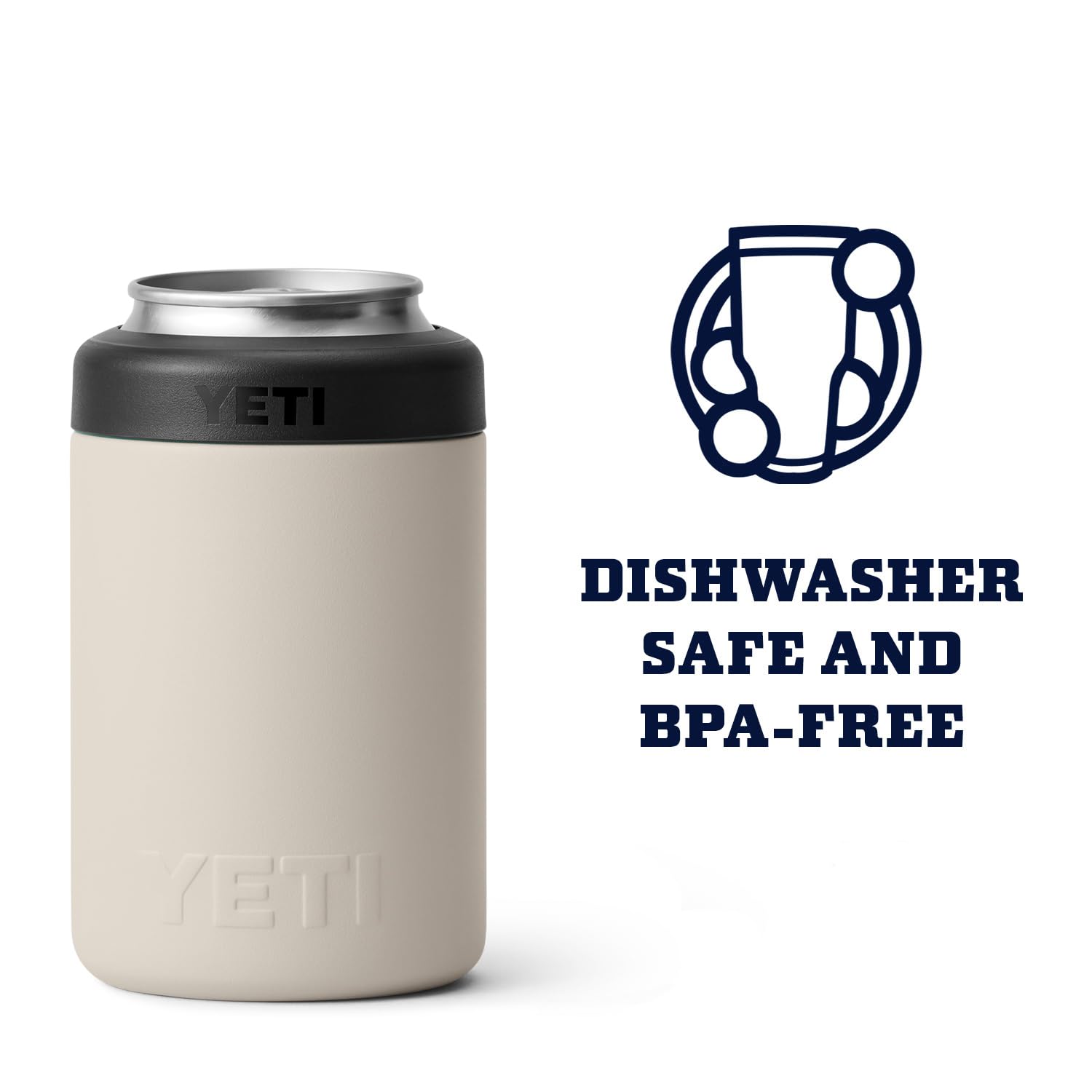 YETI Rambler Colster in Cape Taupe demonstrates compact 3 x 4.25 inch size