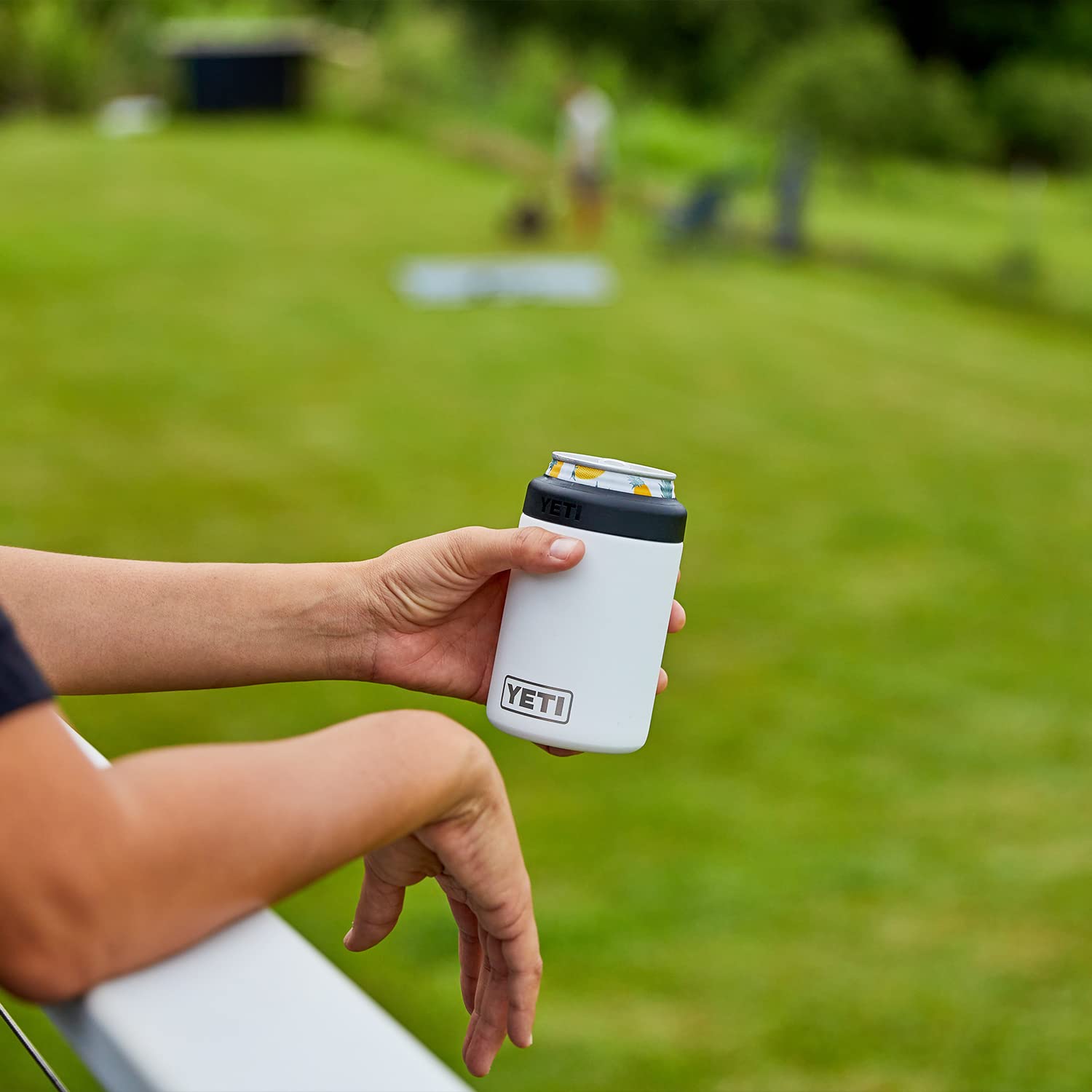 YETI Rambler Colster steel design offers durable everyday reliability.