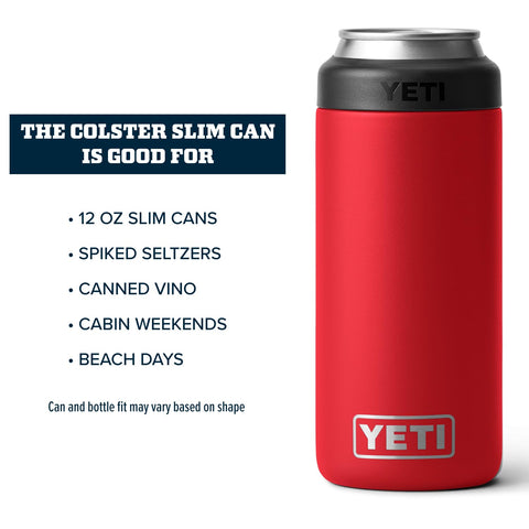 Duracoat finish on YETI Colster Rescue Red for rugged outdoor use