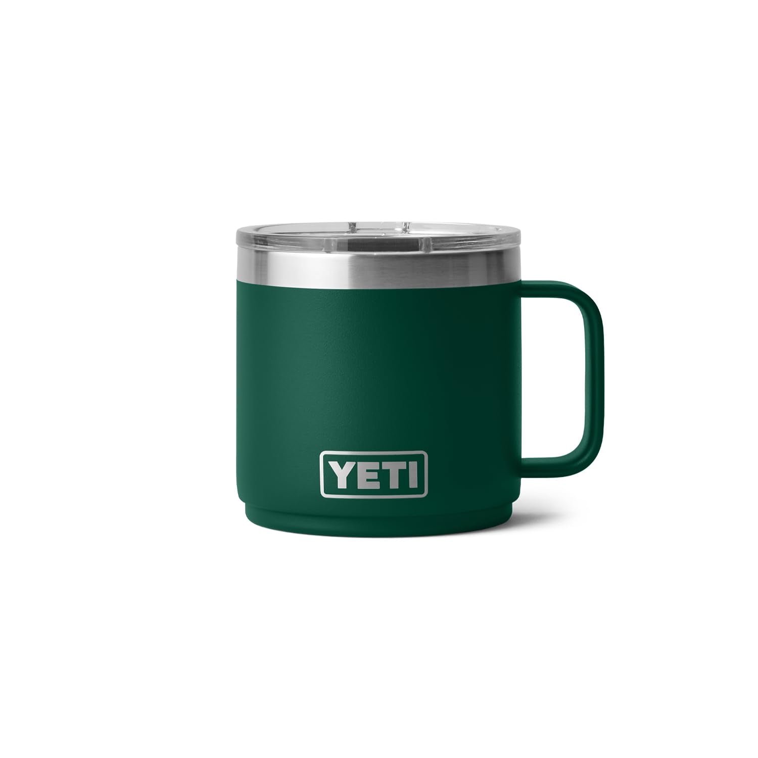 YETI Rambler 14 oz ceramic-lined mug with MagSlider lid in action for controlled sipping