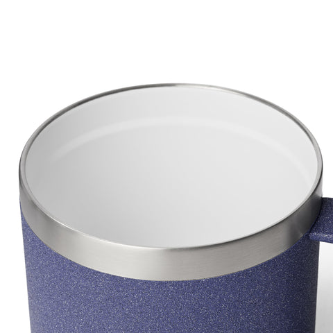 YETI Rambler 14 oz Moon Dust mug held for hot coffee on the go