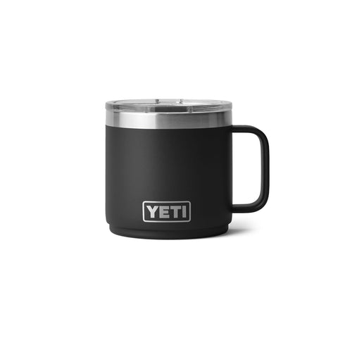 YETI Rambler 14 oz mug in stainless steel body, puncture-resistant and durable for daily use