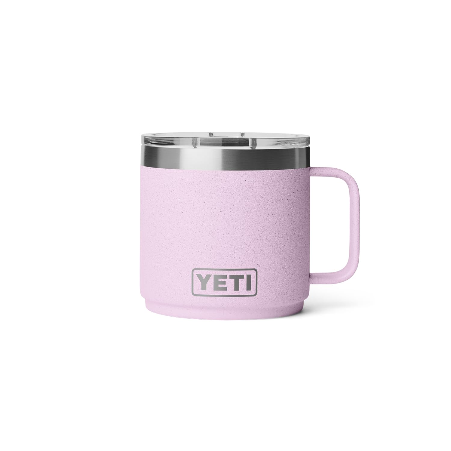 YETI Rambler 14oz stainless steel body highlighting durability.