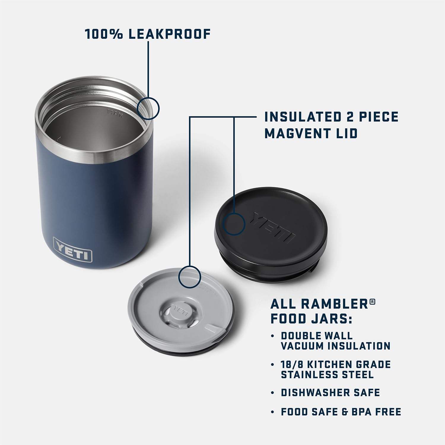 YETI Rambler MagVent lid shown, venting heat for safe opening after hot soups