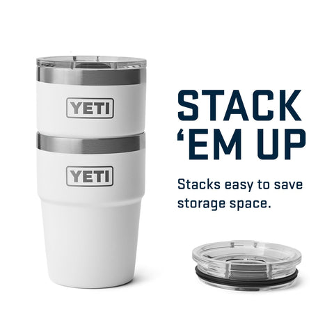 YETI Rambler 16 oz Stackable Tumbler white, vacuum insulation keeps beverages cold