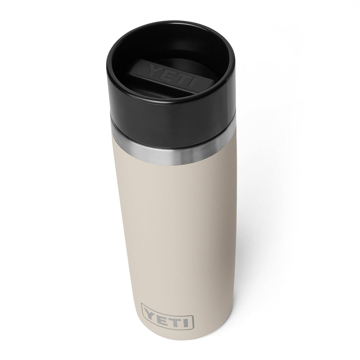 YETI Rambler 16 oz travel bottle cap close-up highlighting leakproof design for on the go
