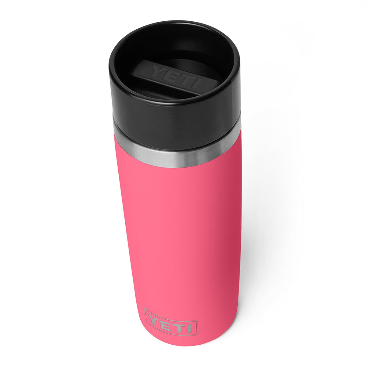 YETI Rambler 16 oz Tropical Pink, side view, ideal for on-the-go hydration.