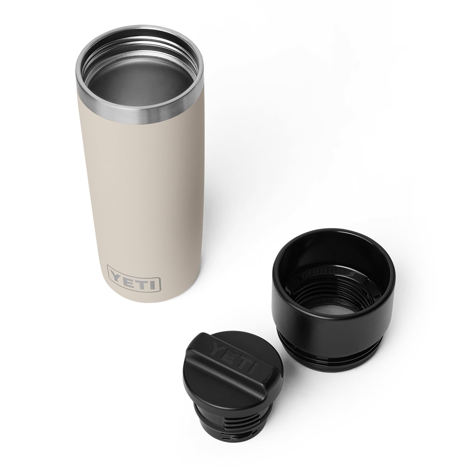 YETI Rambler with double-wall vacuum insulation keeps drinks at temperature