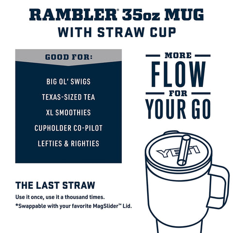 YETI Rambler 18-8 stainless steel construction resists dents and rust
